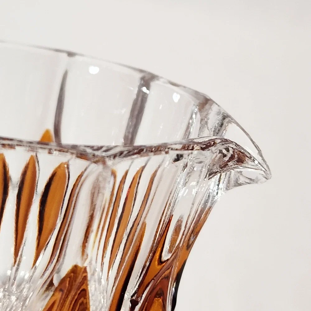 French‎ Cut Crystal Amber Diamonds Creamer Vintage